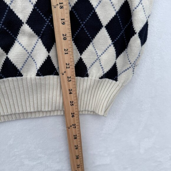 Polo Ralph Lauren Sweater Mens XL Cream Argyle Diamond V Neck Pullover Knit - Picture 6 of 8